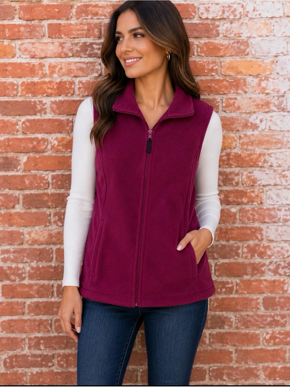 Columbia Magenta Sleeveless Fleece Vest
